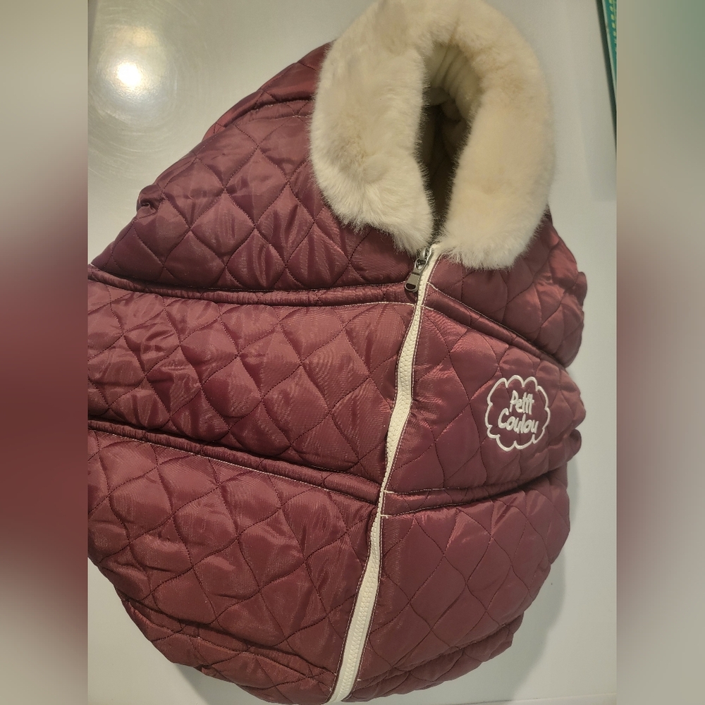 Petit Coulou Purple Baby Car Seat Winter Cover Rated For -25c.